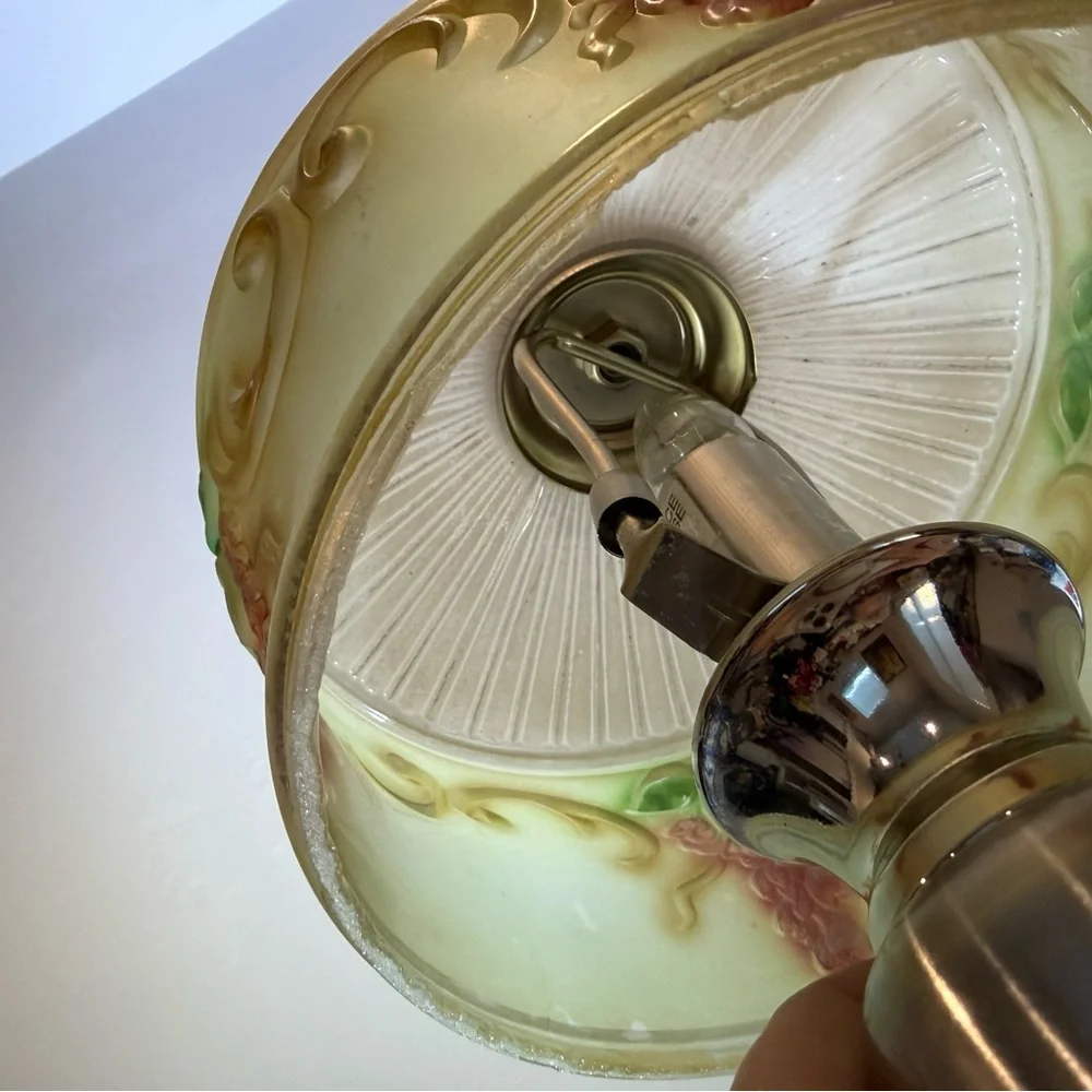 Vintage Metal Base Art Deco Green Painted  Boudoir Table Lamp‎ 3- Way Touch